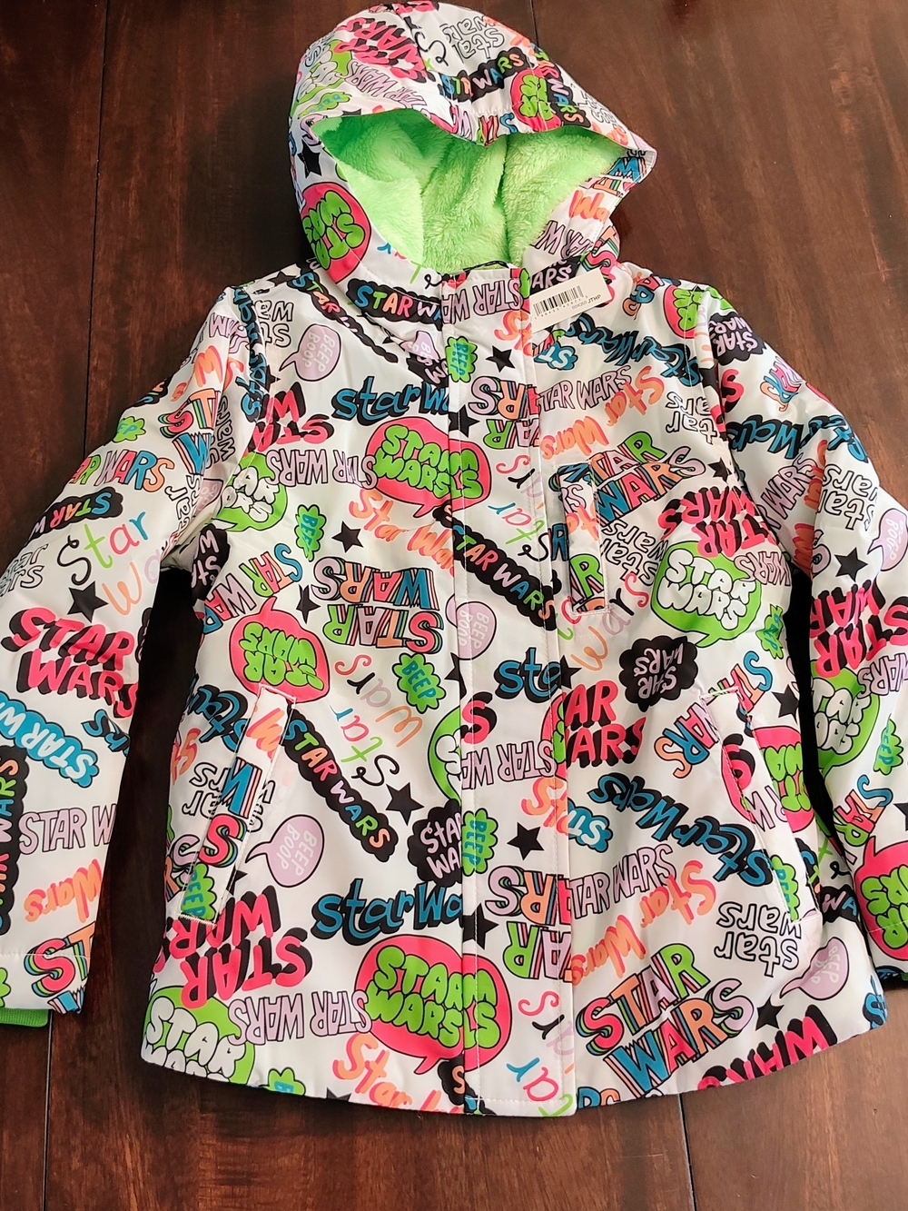 Girls' Star Wars Graphic Hooded Winter Jacket - Neon Multicolor